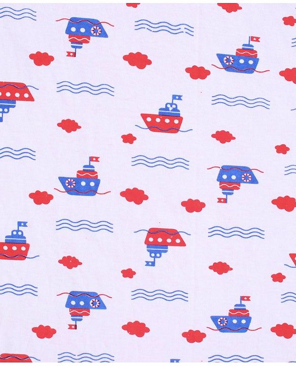 Babyhug Cotton Interlock Two Layer Hooded Towel Ship Print L 76.2 x B 76.2 cm - Red
