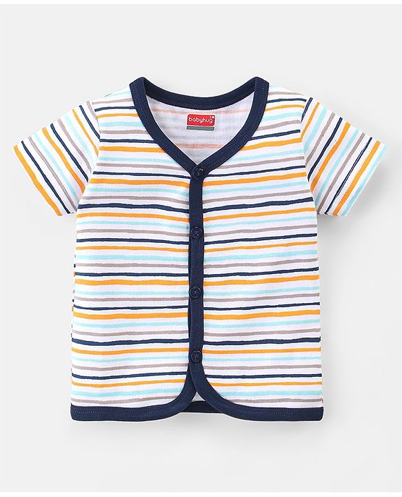 Babyhug 100% Cotton Knit Half Sleeves Front Open Vests Animal Print Pack of 3 - Multicolor