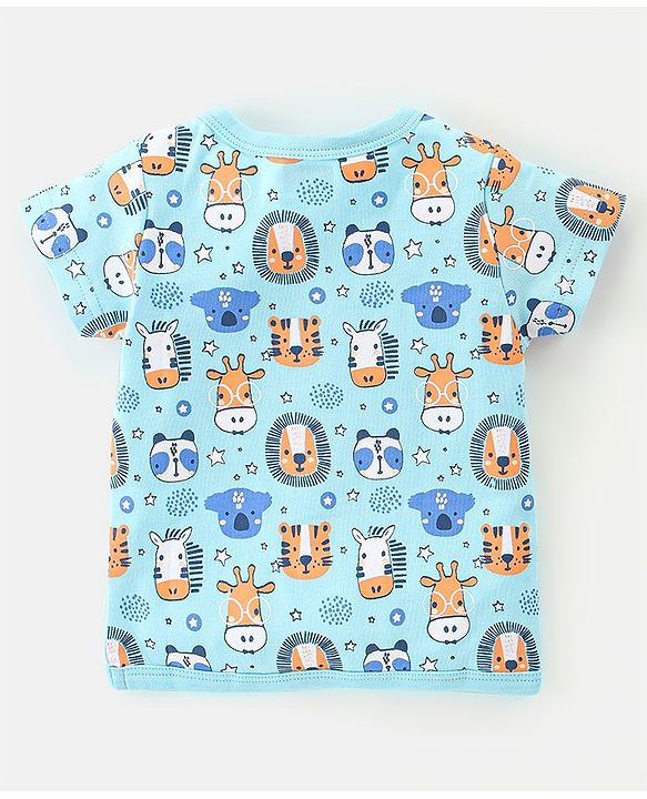 Babyhug 100% Cotton Knit Half Sleeves Front Open Vests Animal Print Pack of 3 - Multicolor