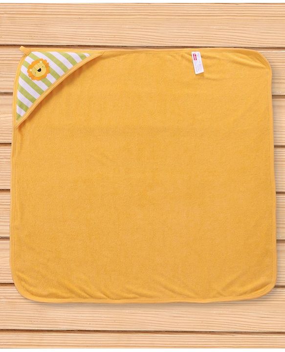 Babyhug Cotton Two Layer Hooded Towel Stripes Print - Green