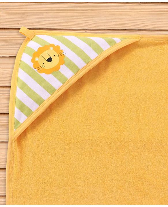 Babyhug Cotton Two Layer Hooded Towel Stripes Print - Green