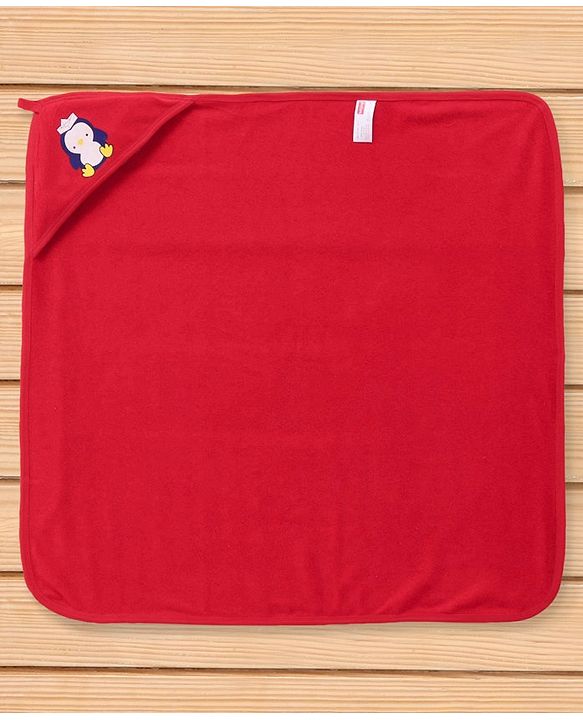 Babyhug Cotton Two Layer Hooded Towel Stripes Print L 76 x B 76 cm - Red
