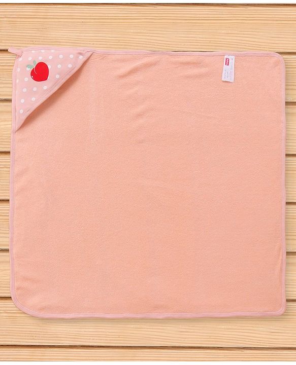 Babyhug Cotton Two Layer Hooded Towel Polka Dots Print L 76 x B 76 cm - Pink