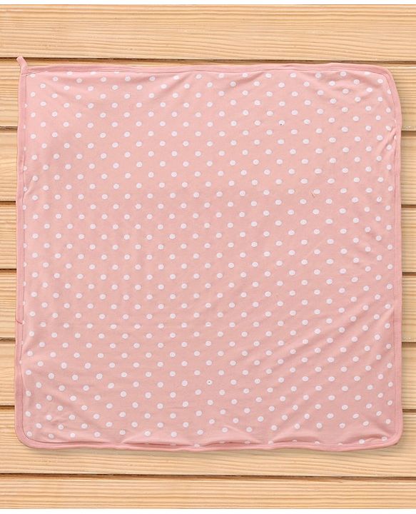 Babyhug Cotton Two Layer Hooded Towel Polka Dots Print L 76 x B 76 cm - Pink