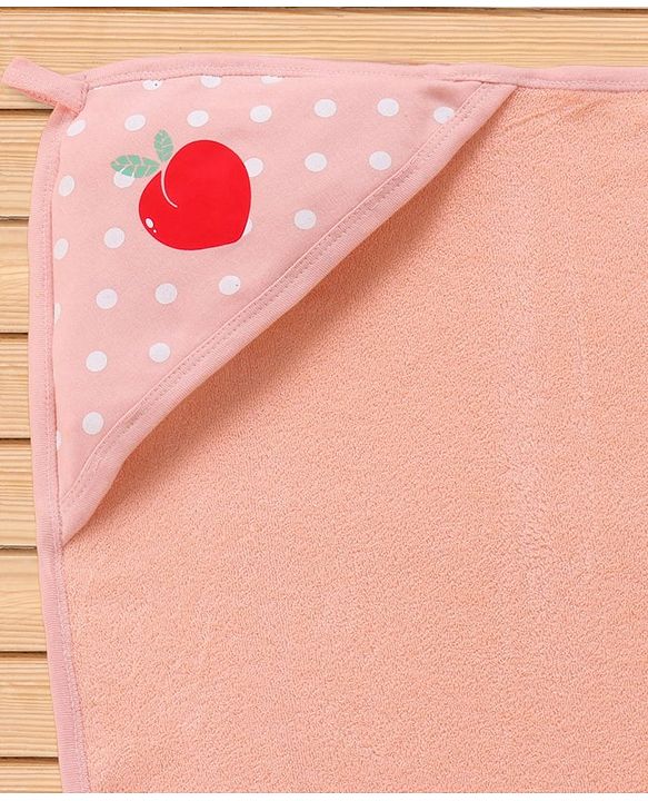 Babyhug Cotton Two Layer Hooded Towel Polka Dots Print L 76 x B 76 cm - Pink