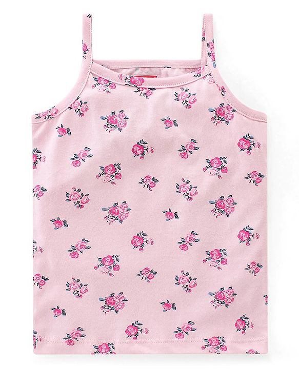 Babyhug 100% Cotton Knit Sleeveless Slips Floral & Bear Print  Pack of 3- Multicolour