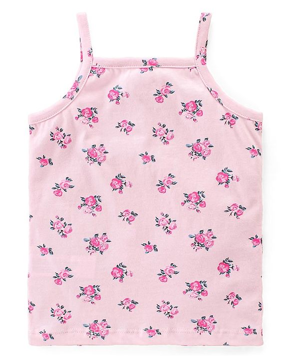 Babyhug 100% Cotton Knit Sleeveless Slips Floral & Bear Print  Pack of 3- Multicolour