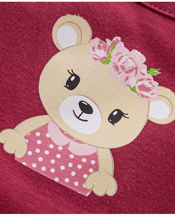 Babyhug 100% Cotton Knit Sleeveless Slips Floral & Bear Print  Pack of 3- Multicolour