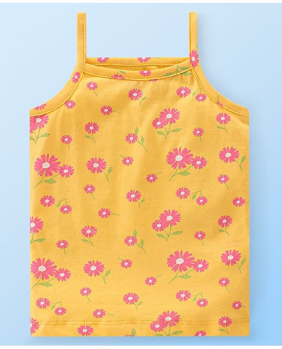 Babyhug 100% Cotton Knit Sleeveless Slips Floral Print  Pack of 3- Multicolour