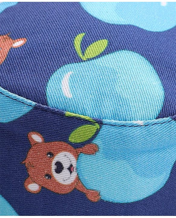 Babyhug Cotton Woven Two Layer Bucket Hat Bear Print - Navy Blue