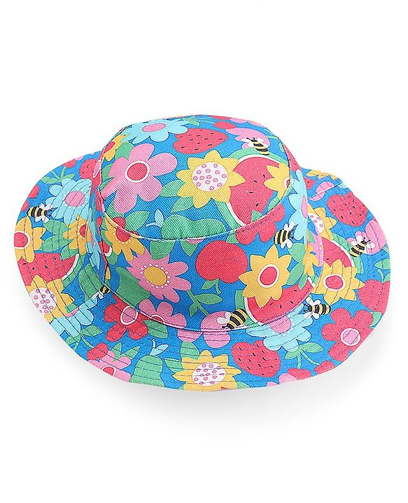 Babyhug Cotton Woven Two Layer Bucket Hat Floral Print - Multicolor