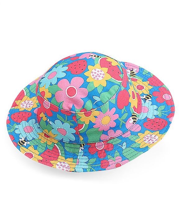 Babyhug Cotton Woven Two Layer Bucket Hat Floral Print - Multicolor