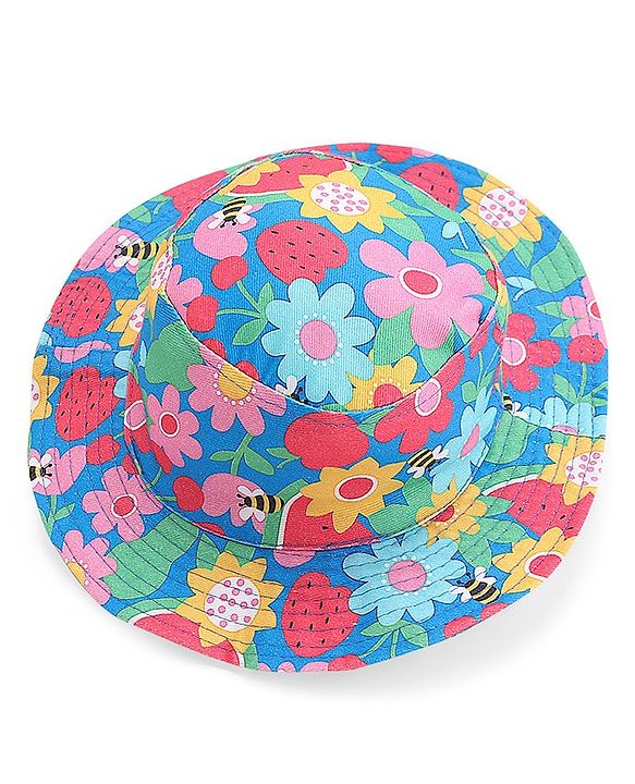 Babyhug Cotton Woven Two Layer Bucket Hat Floral Print - Multicolor
