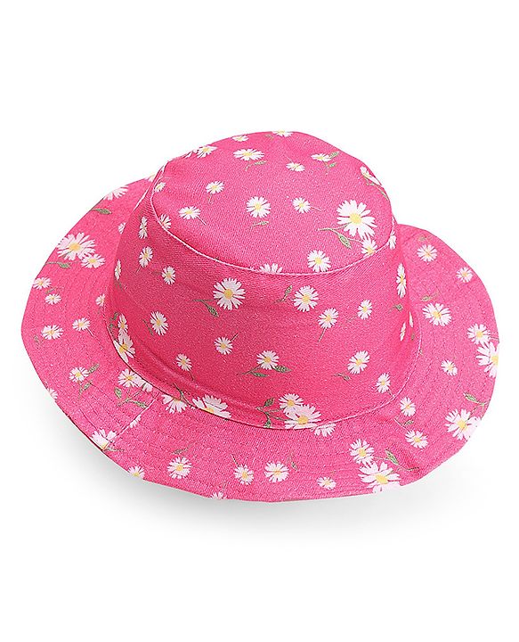 Babyhug Cotton Woven Two Layer Bucket Hat Floral Print - Pink
