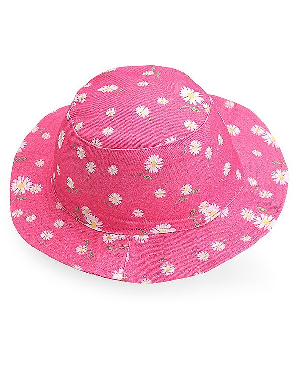 Babyhug Cotton Woven Two Layer Bucket Hat Floral Print - Pink