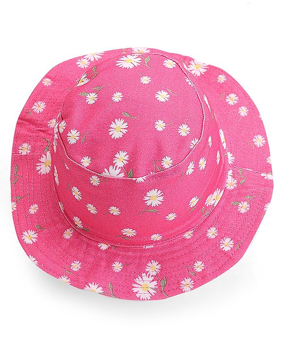 Babyhug Cotton Woven Two Layer Bucket Hat Floral Print - Pink