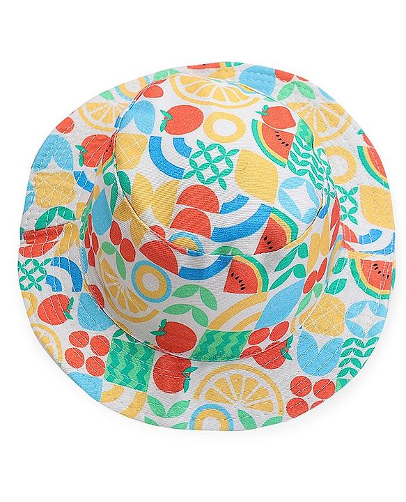 Babyhug Cotton Woven Two Layer Bucket Hat Fruit Print - Multicolor