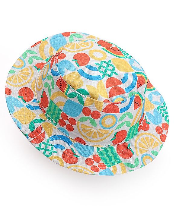 Babyhug Cotton Woven Two Layer Bucket Hat Fruit Print - Multicolor