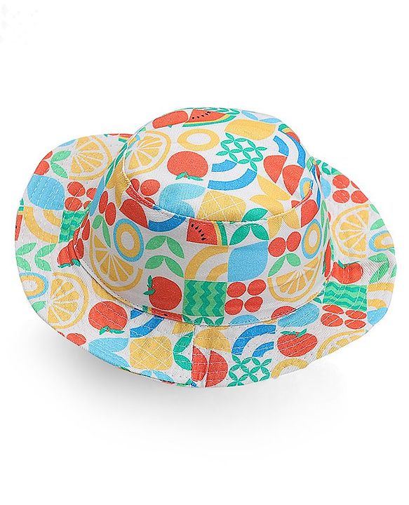 Babyhug Cotton Woven Two Layer Bucket Hat Fruit Print - Multicolor