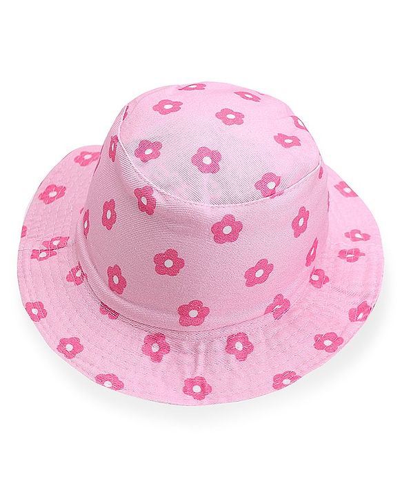 Babyhug Cotton Woven Two Layer Bucket Hat Floral Print - Pink