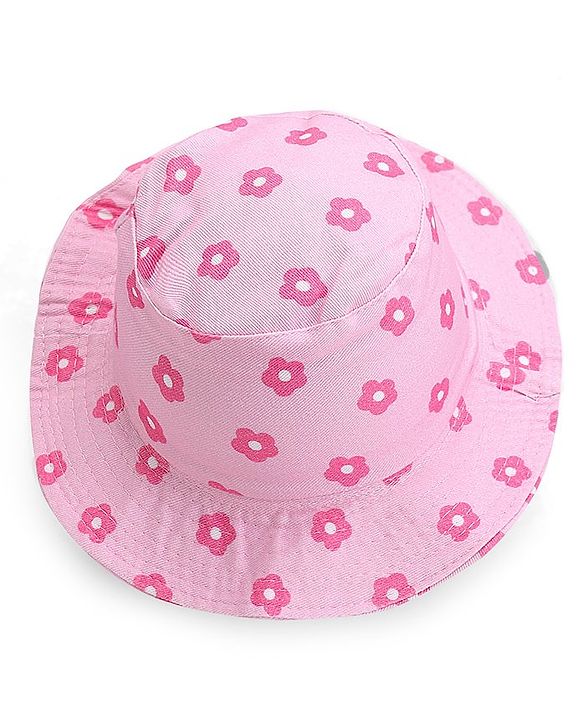 Babyhug Cotton Woven Two Layer Bucket Hat Floral Print - Pink
