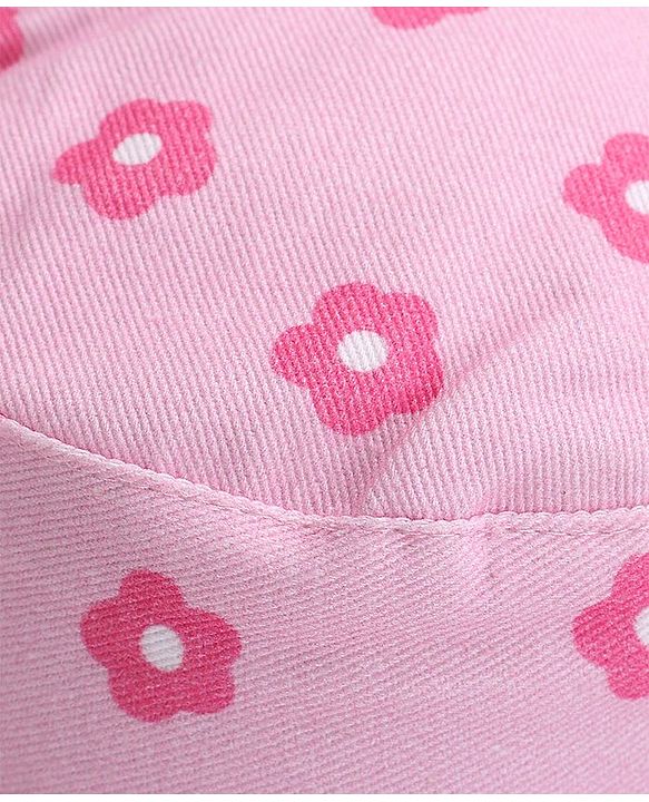 Babyhug Cotton Woven Two Layer Bucket Hat Floral Print - Pink
