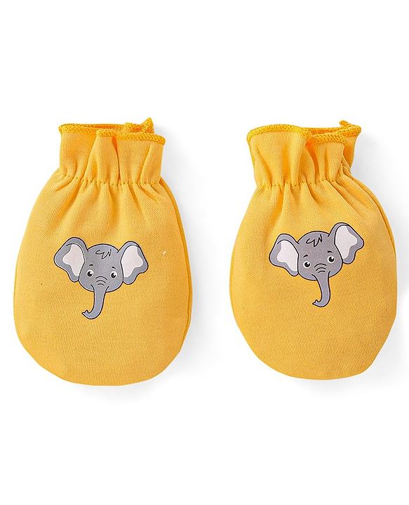 Babyhug 100% Cotton Mittens Lion Print Pack Of 3 - Multicolour