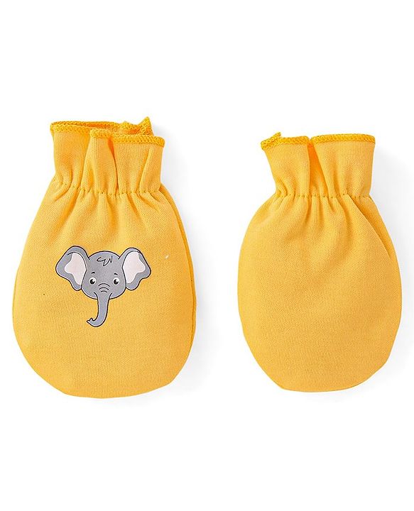 Babyhug 100% Cotton Mittens Lion Print Pack Of 3 - Multicolour