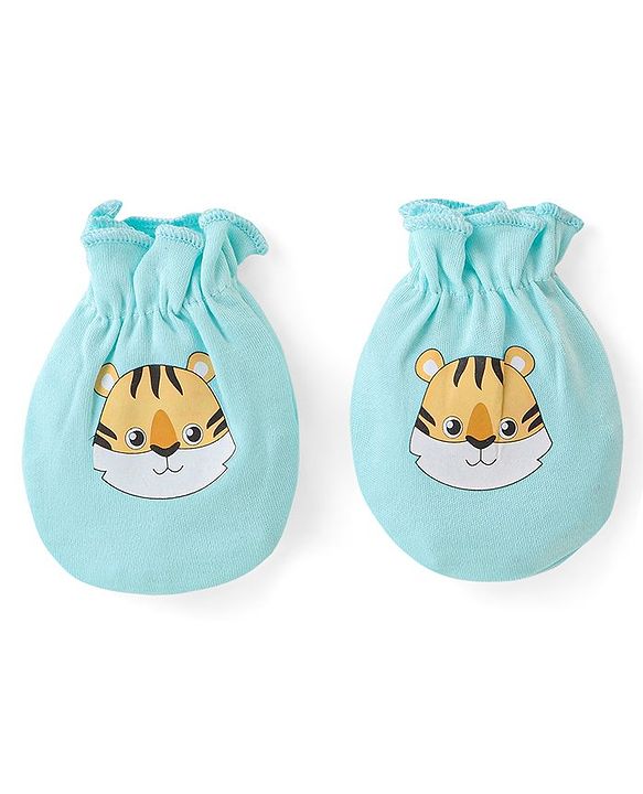 Babyhug 100% Cotton Mittens Lion Print Pack Of 3 - Multicolour