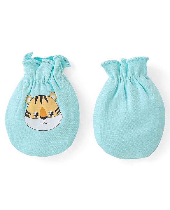 Babyhug 100% Cotton Mittens Lion Print Pack Of 3 - Multicolour