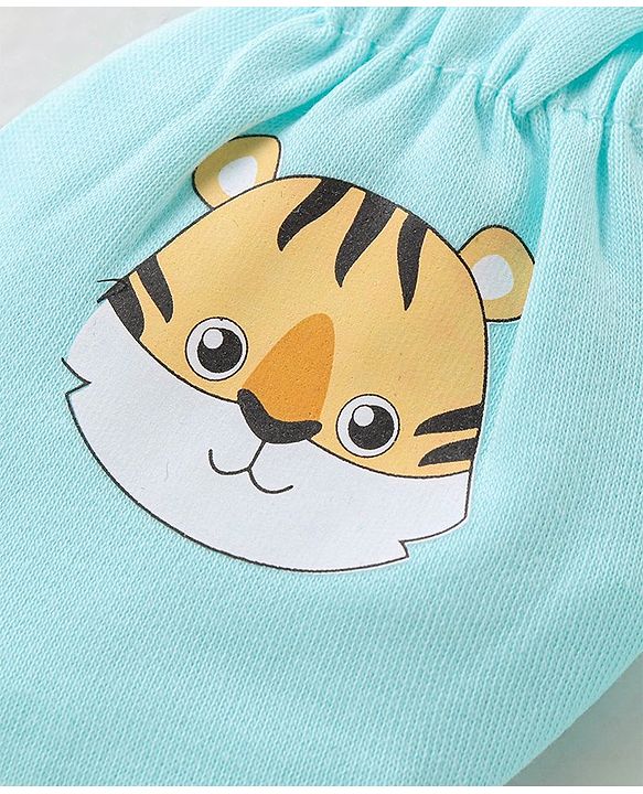 Babyhug 100% Cotton Mittens Lion Print Pack Of 3 - Multicolour