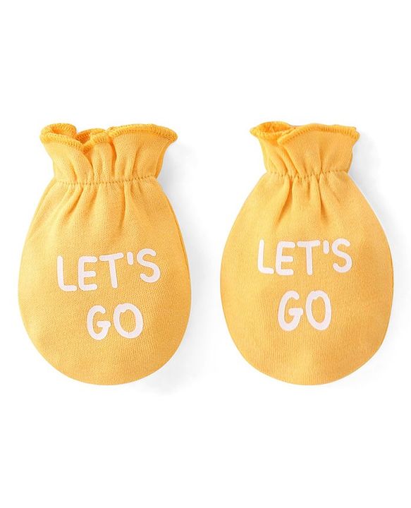 Babyhug 100% Cotton Mittens Set Striped Text & Vehicle Print Pack of 3 - Multicolour