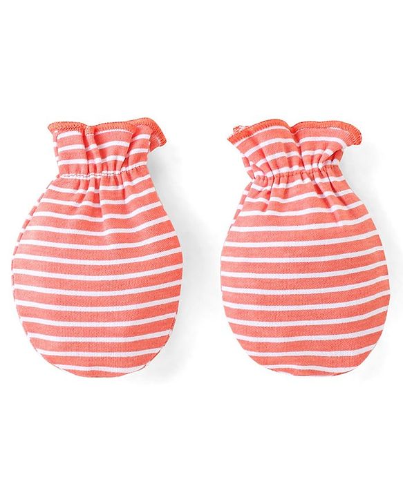 Babyhug 100% Cotton Mittens Set Striped Text & Vehicle Print Pack of 3 - Multicolour