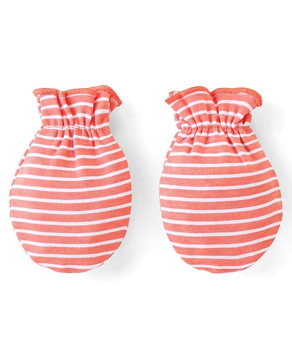 Babyhug 100% Cotton Mittens Set Striped Text & Vehicle Print Pack of 3 - Multicolour