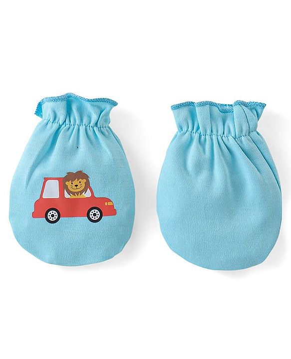 Babyhug 100% Cotton Mittens Lion Print Pack Of 3 - Multicolour