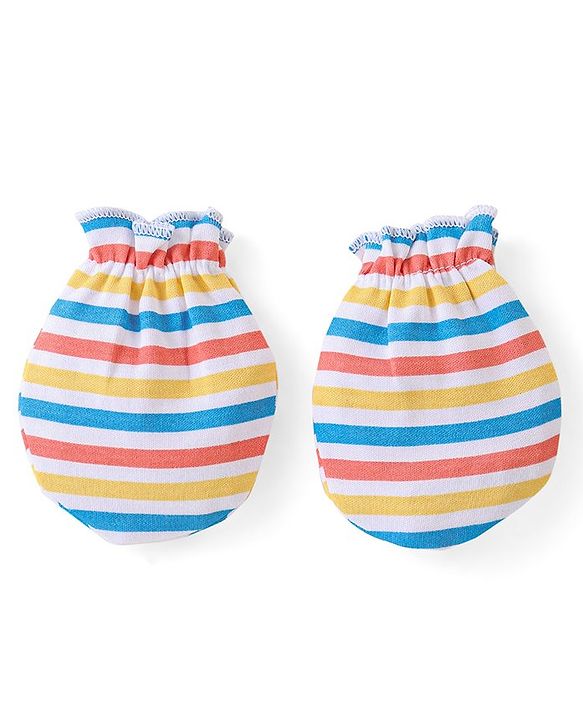 Babyhug 100% Cotton Mittens Lion Print Pack Of 3 - Multicolour