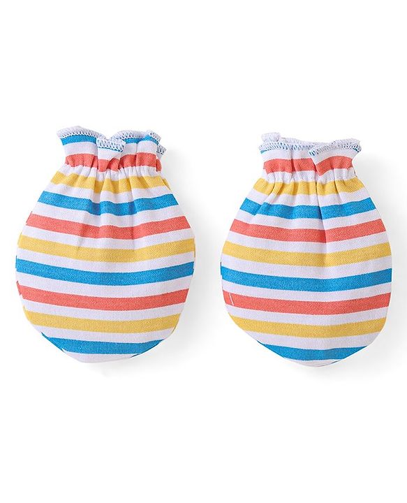 Babyhug 100% Cotton Mittens Lion Print Pack Of 3 - Multicolour