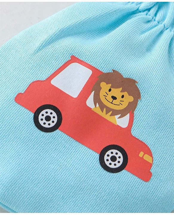Babyhug 100% Cotton Mittens Lion Print Pack Of 3 - Multicolour