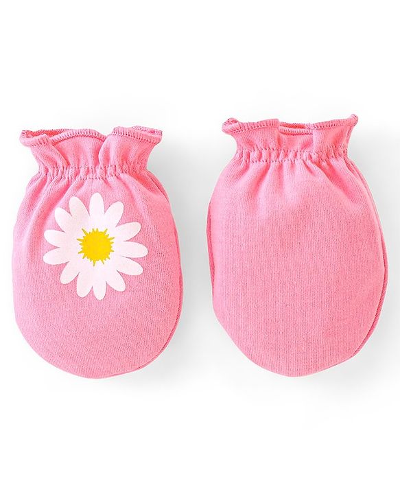 Babyhug 100% Cotton Mittens Floral Print Pack of 3 - Multicolour