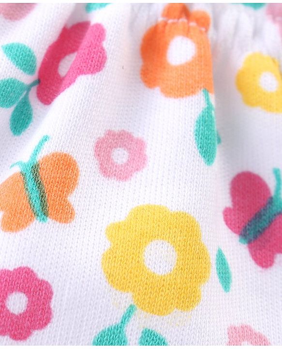 Babyhug 100% Cotton Mittens & Booties Set Floral Print - Multicolour