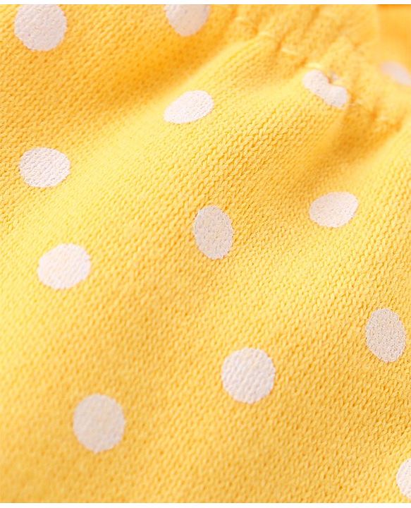 Babyhug 100% Cotton Knit Mittens & Booties Set Dot Print - Yellow