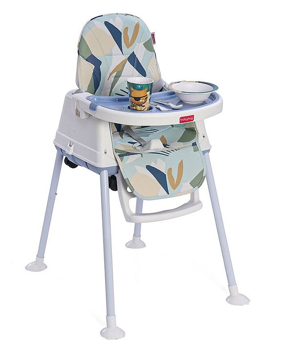 Babyhug 3 in 1 Eat & Grow Convertible High Chair | High Chair, Feeding Chair & Booster Chair| Adjustable Double Food Tray| Removable PU Leather Seat| Safety Harness| Removable Footrest (Colour May Vary)