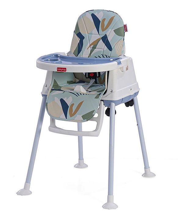Babyhug 3 in 1 Eat & Grow Convertible High Chair | High Chair, Feeding Chair & Booster Chair| Adjustable Double Food Tray| Removable PU Leather Seat| Safety Harness| Removable Footrest (Colour May Vary)