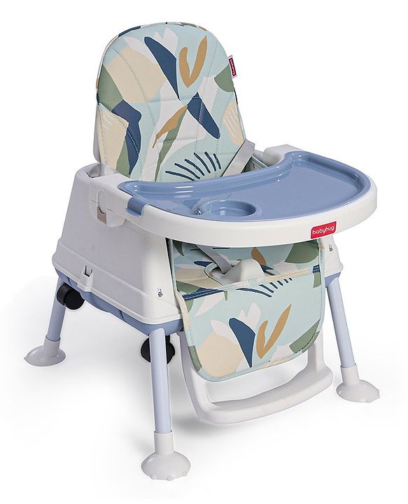 Babyhug 3 in 1 Eat & Grow Convertible High Chair | High Chair, Feeding Chair & Booster Chair| Adjustable Double Food Tray| Removable PU Leather Seat| Safety Harness| Removable Footrest (Colour May Vary)