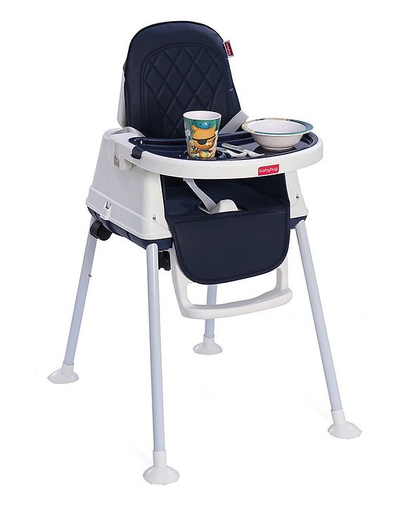 Babyhug 3 in 1 Eat & Grow Convertible High Chair | High Chair, Feeding Chair & Booster Chair| Adjustable Double Food Tray| Removable PU Leather Seat| Safety Harness| Removable Footrest (Colour May Vary)
