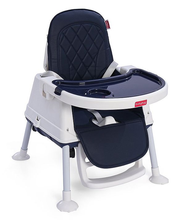 Babyhug 3 in 1 Eat & Grow Convertible High Chair | High Chair, Feeding Chair & Booster Chair| Adjustable Double Food Tray| Removable PU Leather Seat| Safety Harness| Removable Footrest (Colour May Vary)