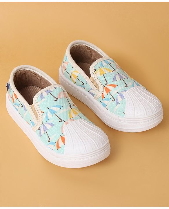 Cute Walk by Babyhug Slip On Umbrella Print Casual Shoes - Light Blue