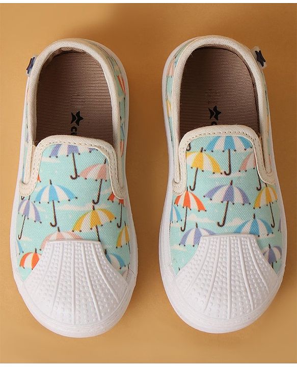 Cute Walk by Babyhug Slip On Umbrella Print Casual Shoes - Light Blue