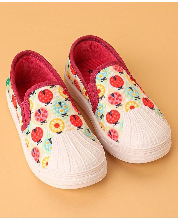 Cute Walk by Babyhug Casual Slip On Shoes Ladybug Print - Red