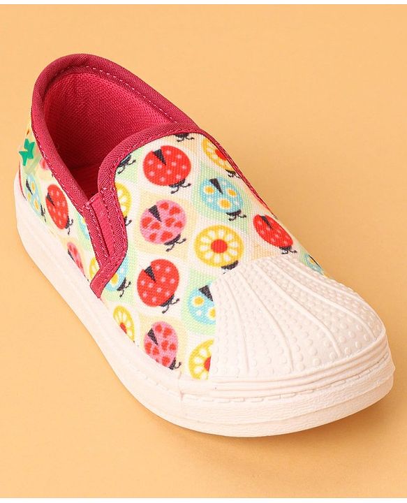 Cute Walk by Babyhug Casual Slip On Shoes Ladybug Print - Red